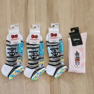 Lot Of NWT Sanrio Hello Kitty Sheer Socks & Disney Aristocats Crew Sock Bundle